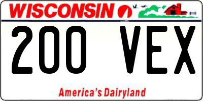 WI license plate 200VEX