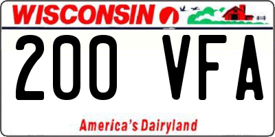 WI license plate 200VFA