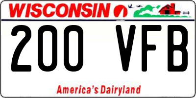 WI license plate 200VFB