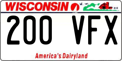 WI license plate 200VFX