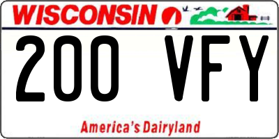 WI license plate 200VFY