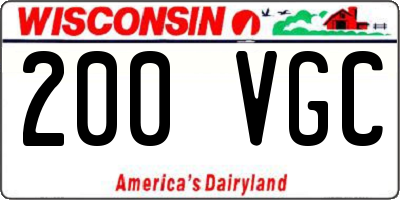 WI license plate 200VGC