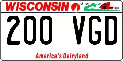 WI license plate 200VGD
