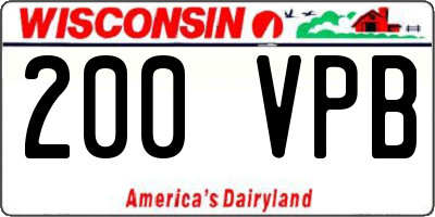 WI license plate 200VPB