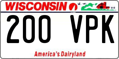 WI license plate 200VPK