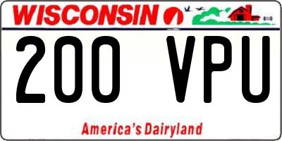 WI license plate 200VPU