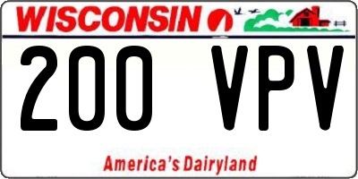 WI license plate 200VPV