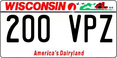 WI license plate 200VPZ