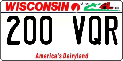 WI license plate 200VQR
