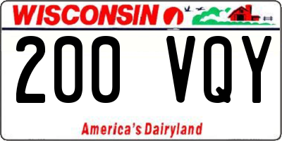WI license plate 200VQY