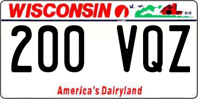 WI license plate 200VQZ