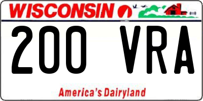WI license plate 200VRA