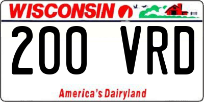 WI license plate 200VRD