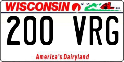 WI license plate 200VRG
