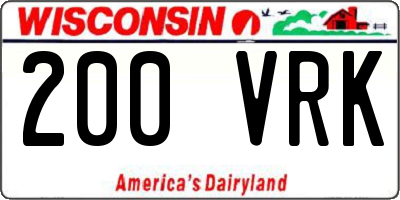 WI license plate 200VRK