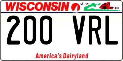 WI license plate 200VRL