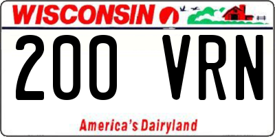WI license plate 200VRN