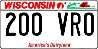 WI license plate 200VRO