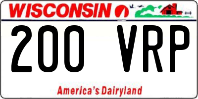 WI license plate 200VRP