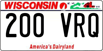 WI license plate 200VRQ