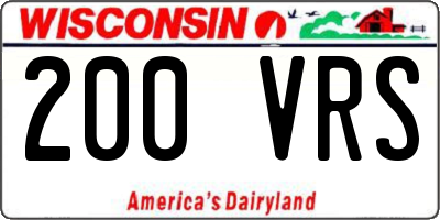 WI license plate 200VRS