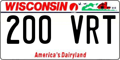 WI license plate 200VRT