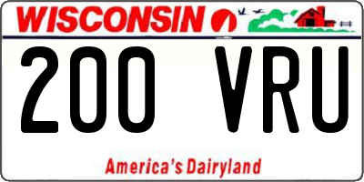 WI license plate 200VRU