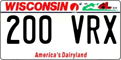 WI license plate 200VRX