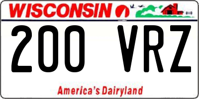 WI license plate 200VRZ