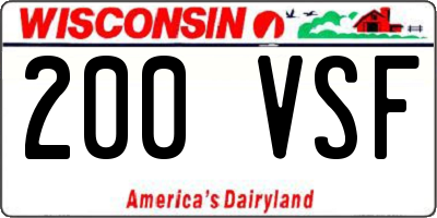 WI license plate 200VSF