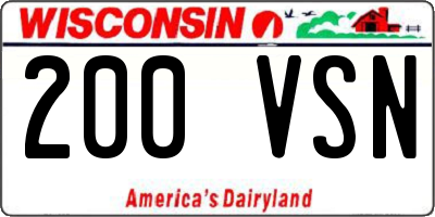 WI license plate 200VSN