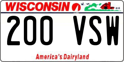 WI license plate 200VSW