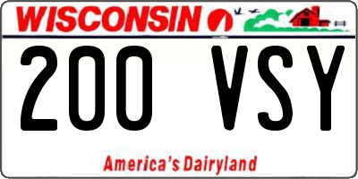 WI license plate 200VSY