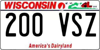 WI license plate 200VSZ