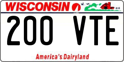 WI license plate 200VTE
