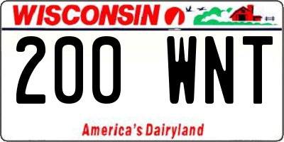 WI license plate 200WNT
