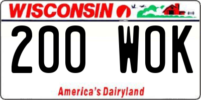 WI license plate 200WOK
