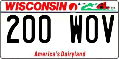 WI license plate 200WOV
