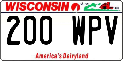 WI license plate 200WPV