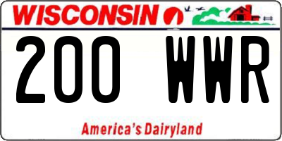 WI license plate 200WWR