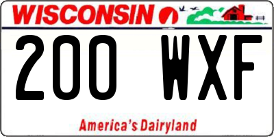 WI license plate 200WXF