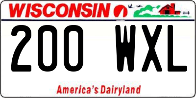 WI license plate 200WXL
