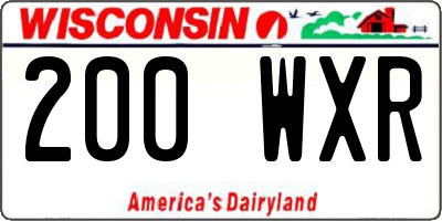 WI license plate 200WXR