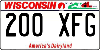 WI license plate 200XFG