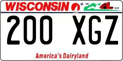 WI license plate 200XGZ