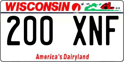 WI license plate 200XNF