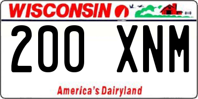 WI license plate 200XNM