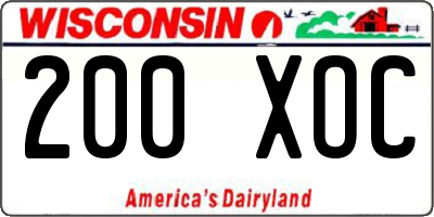 WI license plate 200XOC