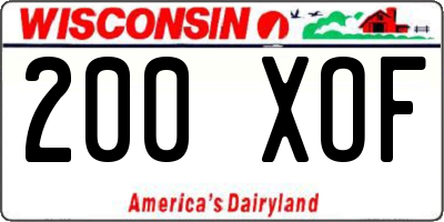 WI license plate 200XOF