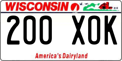 WI license plate 200XOK